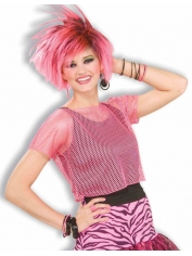 Neon Pink Mesh Shirt - 80's Costumes